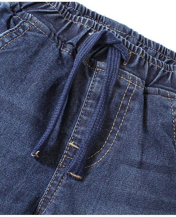Babyhug Cotton Above Knee Length Bermuda with Stretch Washed - Blue
