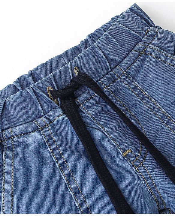 Babyhug Cotton Spandex Knee Length Solid Stretchable Denim Jamaican - Blue