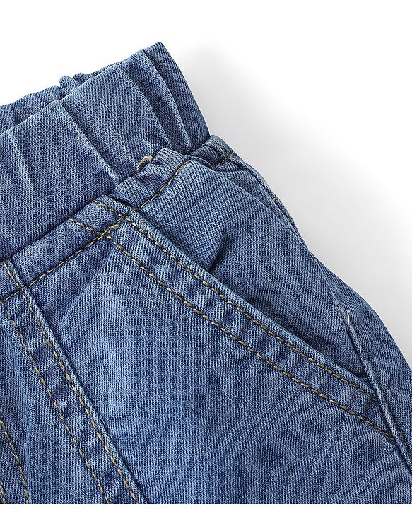 Babyhug Cotton Spandex Knee Length Solid Stretchable Denim Jamaican - Blue
