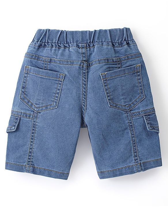 Babyhug Cotton Spandex Knee Length Solid Stretchable Denim Jamaican - Blue