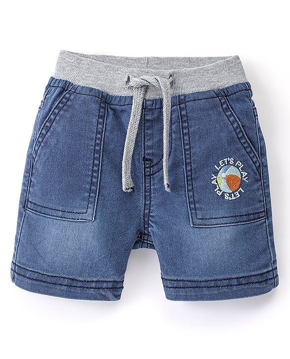Babyhug Cotton Spandex Knee Length Stretchable Denim Shorts - Blue