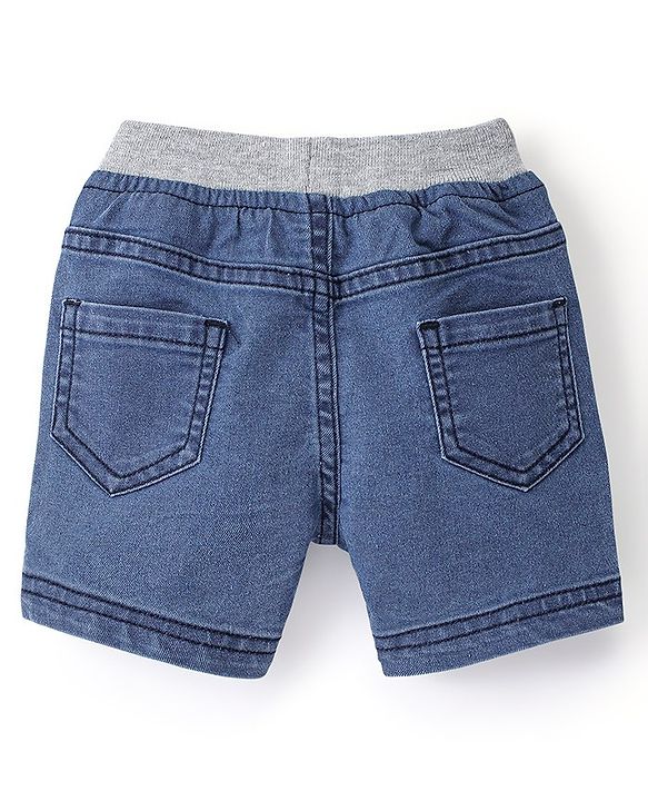 Babyhug Cotton Spandex Knee Length Stretchable Denim Shorts - Blue