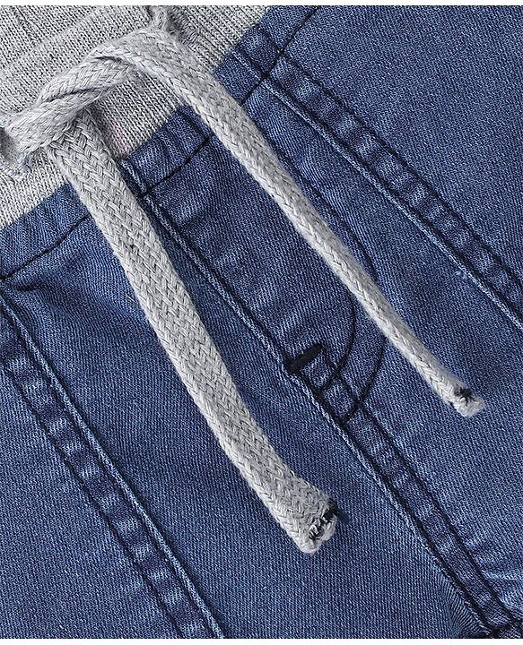 Babyhug Cotton Spandex Knee Length Stretchable Denim Shorts - Blue