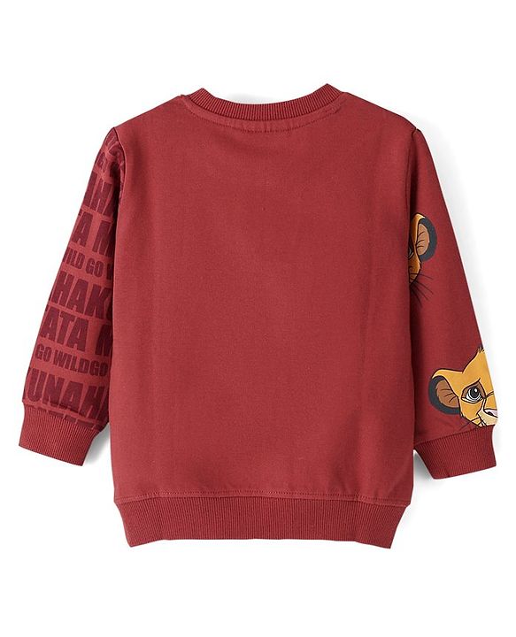 Babyhug Cotton Knit Full Sleeves The Lion King Graphics Printed Sweatshirt - Brown