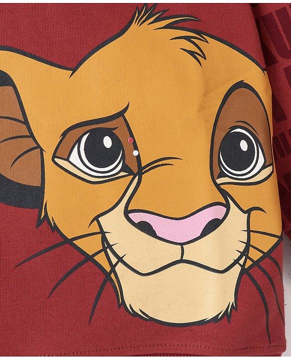 Babyhug Cotton Knit Full Sleeves The Lion King Graphics Printed Sweatshirt - Brown