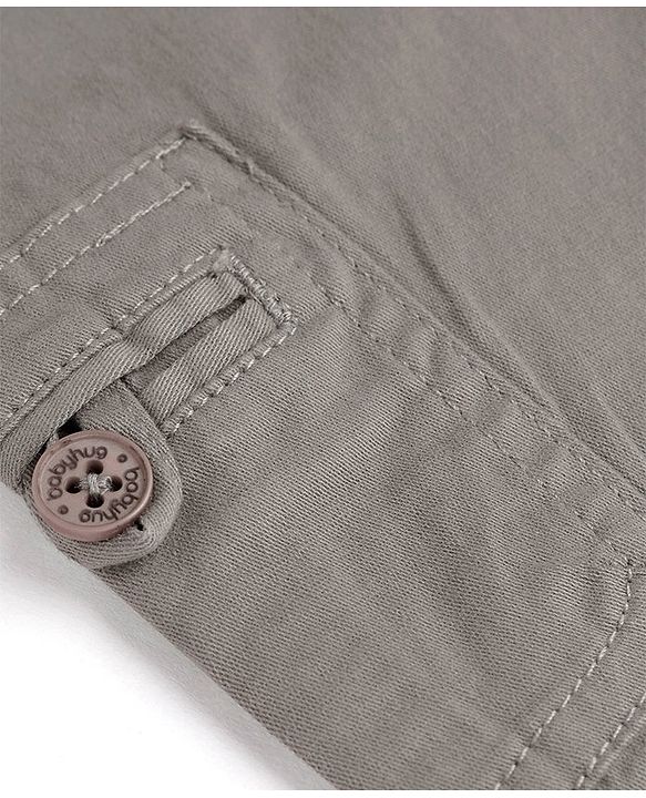 Babyhug Cotton Spandex Full Length Trouser Solid Colour - Grey