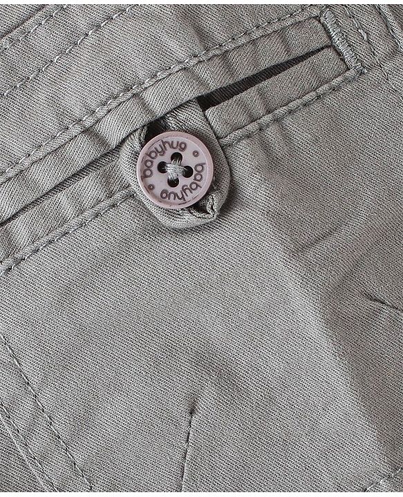 Babyhug Cotton Spandex Full Length Trouser Solid Colour - Grey