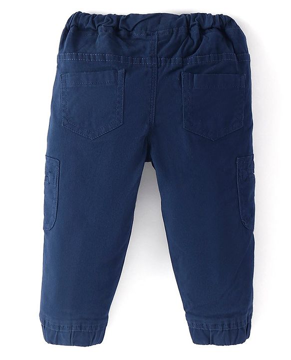 Babyhug Cotton Spandex Full Length Trouser Solid Colour - Navy Blue
