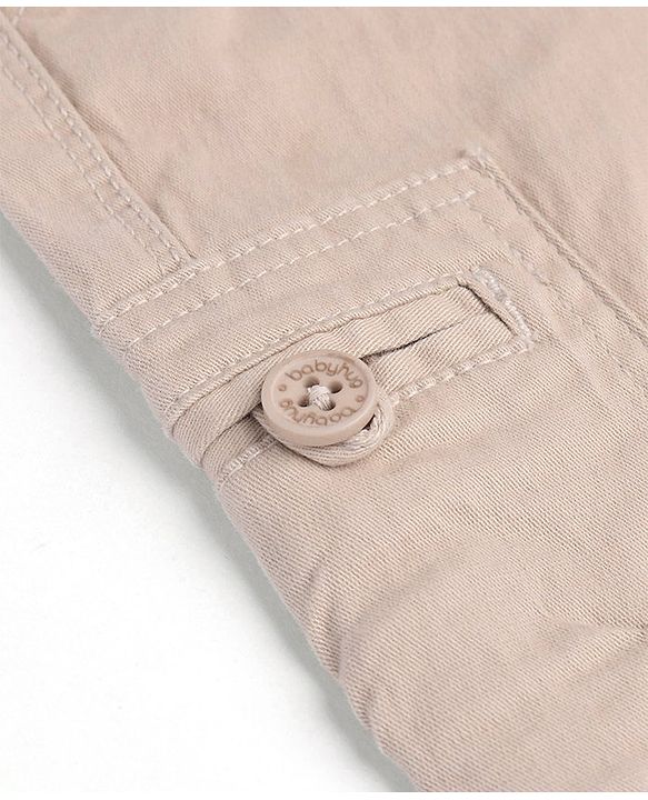 Babyhug Cotton Spandex Full Length Trouser Solid Colour - Fawn