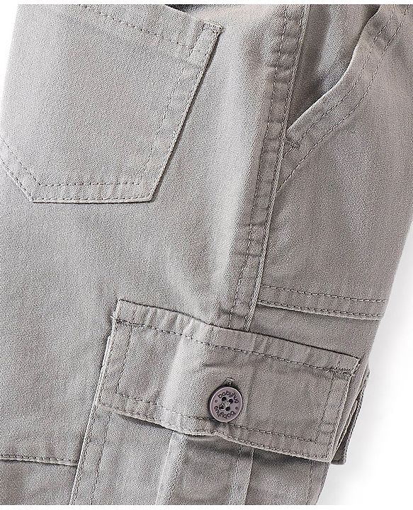 Babyhug Cotton Spandex Full Length Solid Color Trouser - Grey
