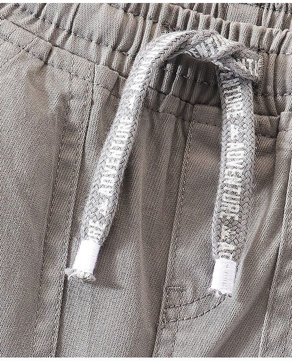 Babyhug Cotton Spandex Full Length Solid Color Trouser - Grey