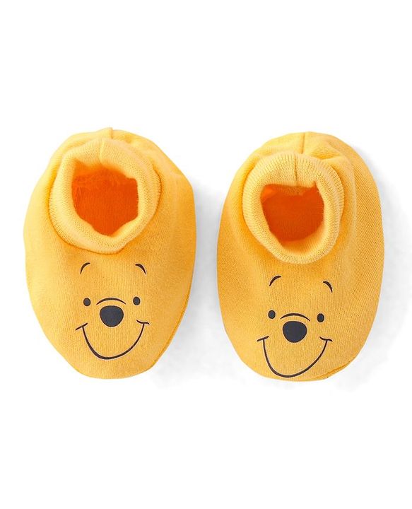 Babyhug 100% Cotton Knit Ear Applique Cap Mittens & Booties - Yellow