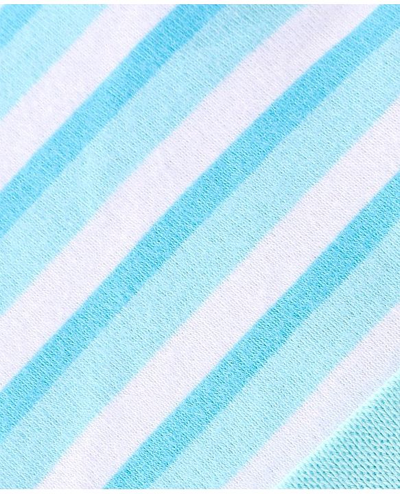 Babyhug 100% Cotton Knit Cap Mittens & Booties Set with Stripes  - Blue
