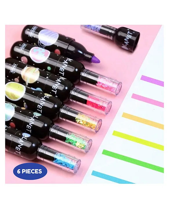 Highlighters Marker Pens Stationery Cute Space Theme Bottle Shaped