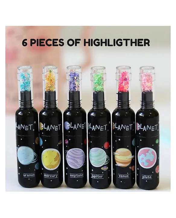 Highlighters Marker Pens Stationery Cute Space Theme Bottle Shaped