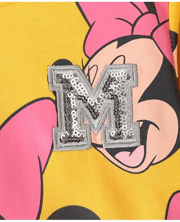 Babyhug Cotton Knit Full Sleeves Minnie Mouse Graphics Printed Sweatshirt - Mustard Yellow