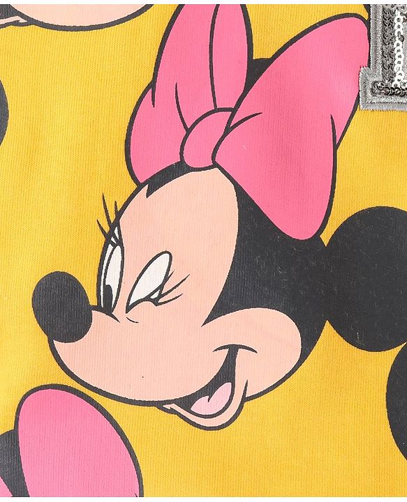 Babyhug Cotton Knit Full Sleeves Minnie Mouse Graphics Printed Sweatshirt - Mustard Yellow