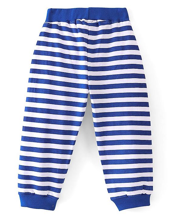 Babyhug Cotton Full Length Lounge Pant Stripes & Truck Print- Blue