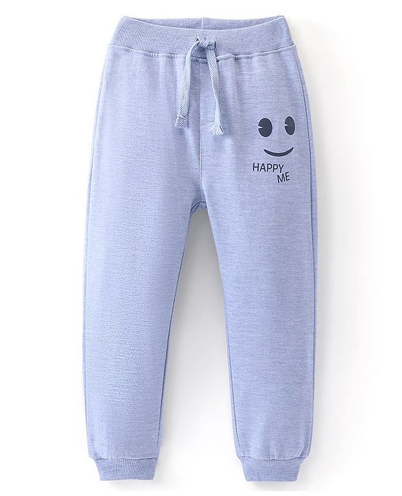 Babyhug Cotton Looper Knit Full Length Lounge Pants Text Printed -  Blue