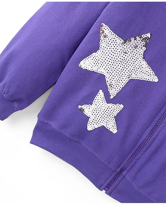 Pine Kids Full Sleeves Hooded Front Open Bio Washed Sweat Jacket - Blue