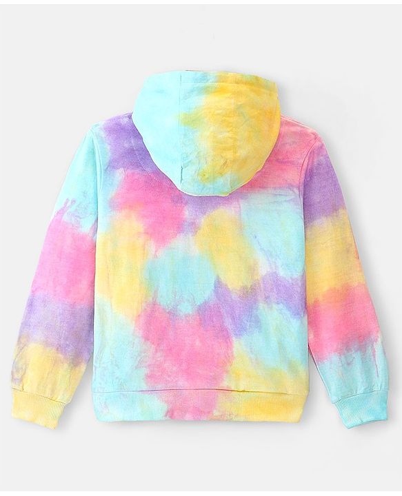 Pine Kids Full Sleeves Tie & Dye Hooded  Biowashed Sweatshirt - Multicolor