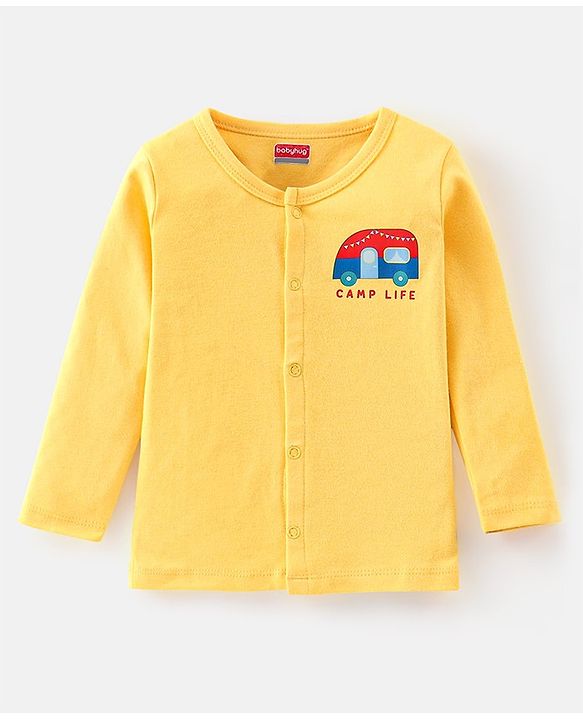 Babyhug Cotton Knit Full Sleeves Vests Vehicle Print Pack of 3 - Yellow Red & Blue