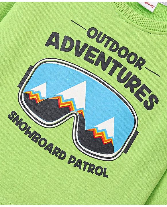 Babyhug Cotton Full Sleeves Sweatshirt With Mountain Graphics Print - Green