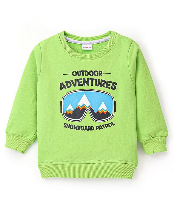 Babyhug Cotton Full Sleeves Sweatshirt With Mountain Graphics Print - Green