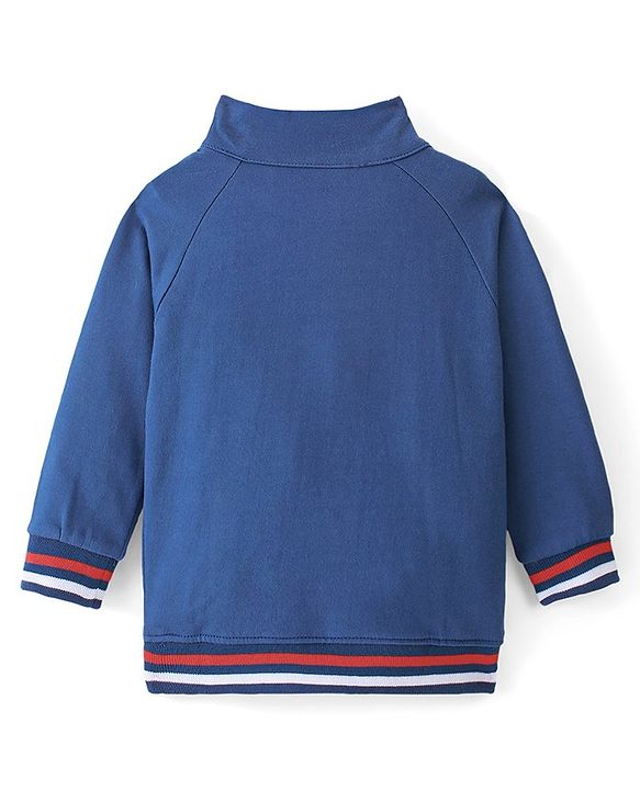 Babyhug Cotton Knit Full Sleeves Text Graphics Sweatshirt - Navy Blue