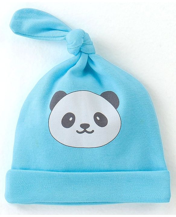 Babyhug 100% Cotton Cap  with Panda Face Print Pack of 2 - Navy Blue