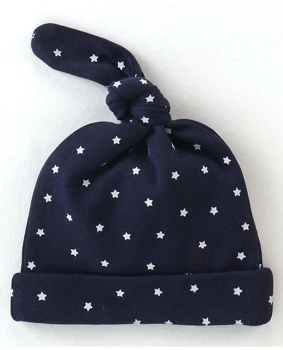 Babyhug 100% Cotton Cap  with Panda Face Print Pack of 2 - Navy Blue