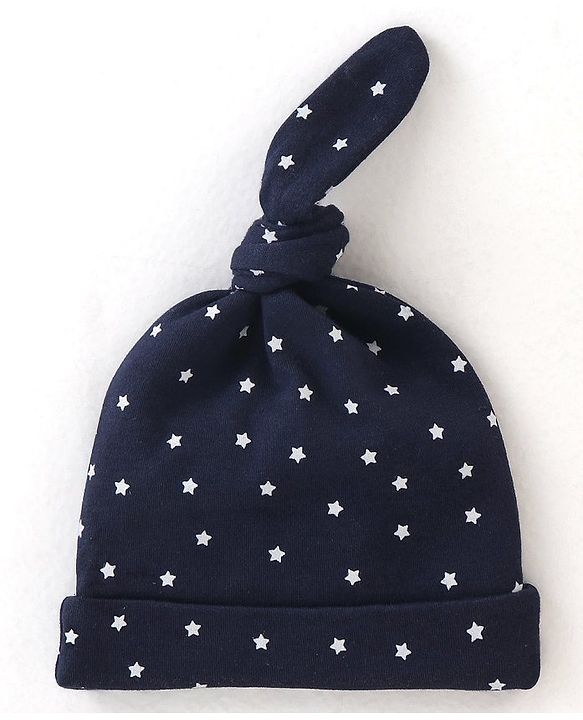 Babyhug 100% Cotton Cap  with Panda Face Print Pack of 2 - Navy Blue