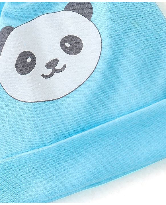 Babyhug 100% Cotton Cap  with Panda Face Print Pack of 2 - Navy Blue