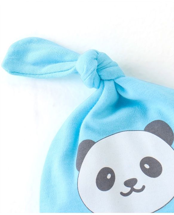Babyhug 100% Cotton Cap  with Panda Face Print Pack of 2 - Navy Blue