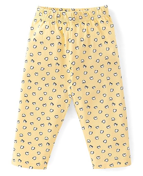 Babyhug Cotton Knit Full Sleeves Owl Printed Night Suit - Yellow