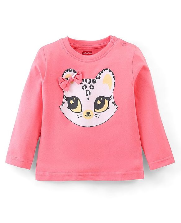 Babyhug Cotton Knit Full Sleeves Night Suit Kitty Print - Pink
