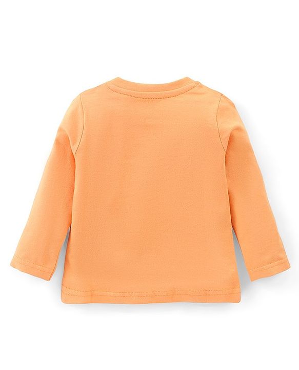 Babyhug Cotton Knit Full Sleeves T-Shirt & Pyjama Set Marie Print & Bow Applique - Orange