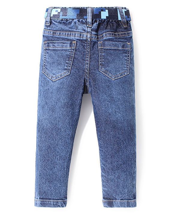 Babyhug Full length Jeans With Stretch Washed - Blue