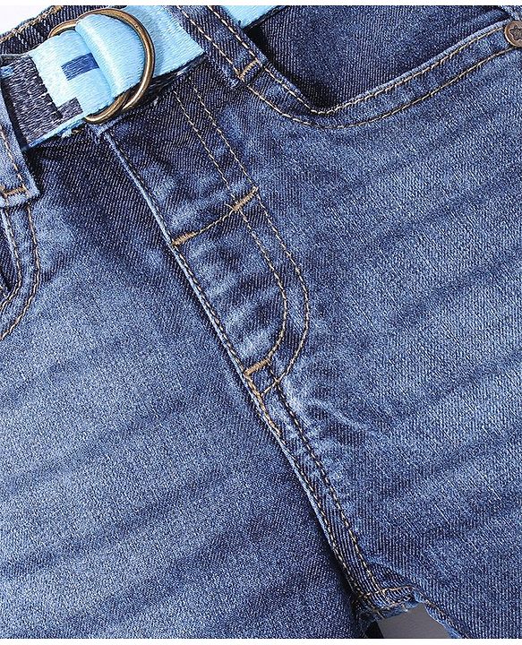 Babyhug Full length Jeans With Stretch Washed - Blue