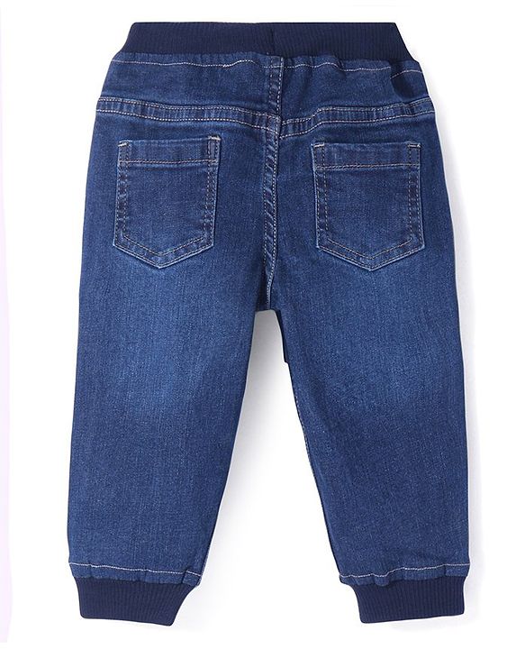 Babyhug Denim Full Length With Stretch Jeans Solid Colour - Blue