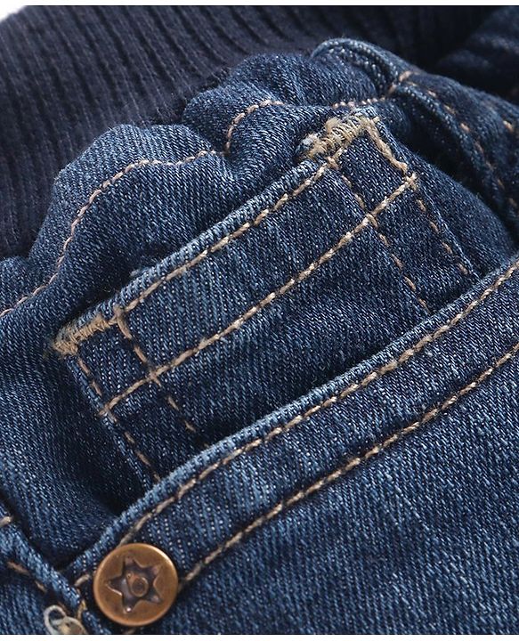 Babyhug Denim Full Length With Stretch Jeans Solid Colour - Blue