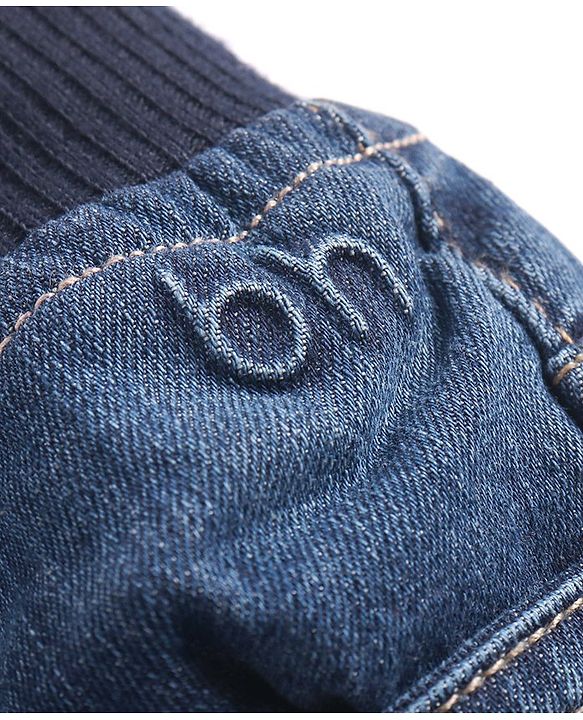 Babyhug Denim Full Length With Stretch Jeans Solid Colour - Blue