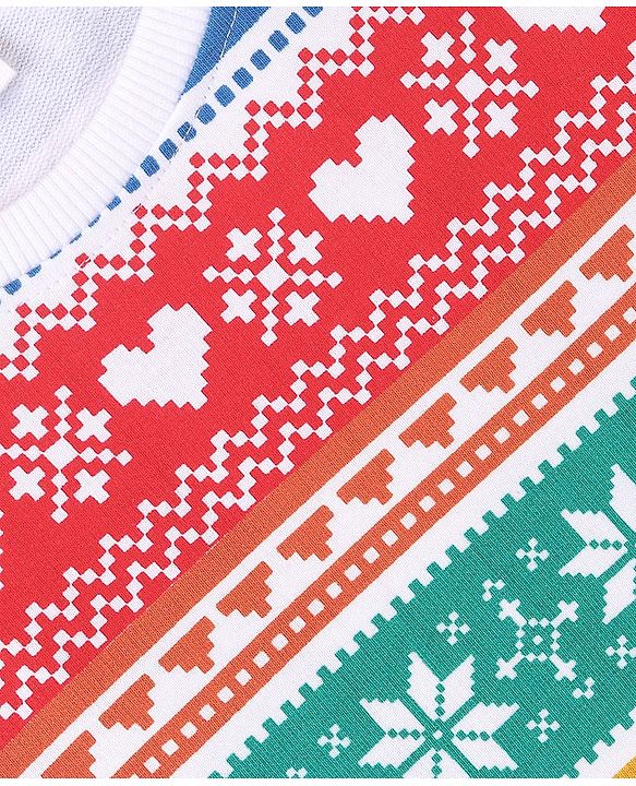 Babyhug 100% Cotton Knit Full Sleeves Snowflakes Printed Sweatshirt - Multicolour