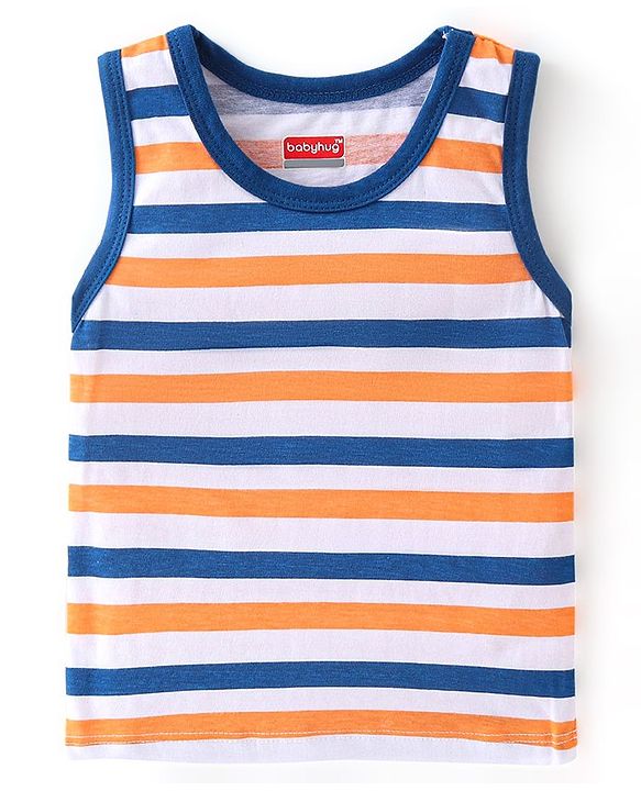 Babyhug 100% Cotton Knit Sleeveless Antibacterial Bear Print Sando Pack of 3 - Multicolour