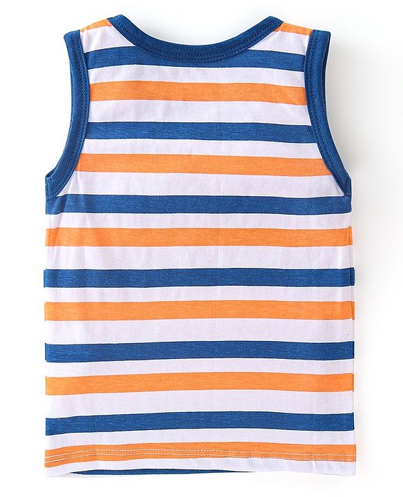 Babyhug 100% Cotton Knit Sleeveless Antibacterial Bear Print Sando Pack of 3 - Multicolour