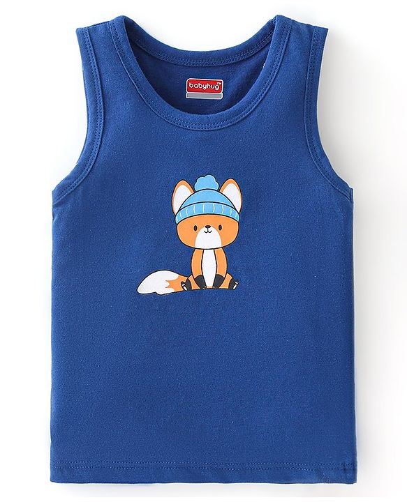Babyhug 100% Cotton Knit Sleeveless Antibacterial Bear Print Sando Pack of 3 - Multicolour