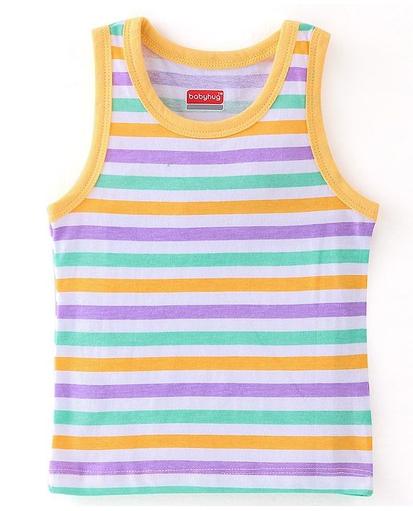 Babyhug 100% Cotton Knit Antibacterial Sleeveless Sando Dino Print Pack of 3 - Multicolour
