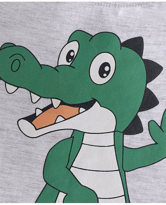 Babyhug 100% Cotton Knit Full Sleeves T-Shirt with Dino Graphics - White