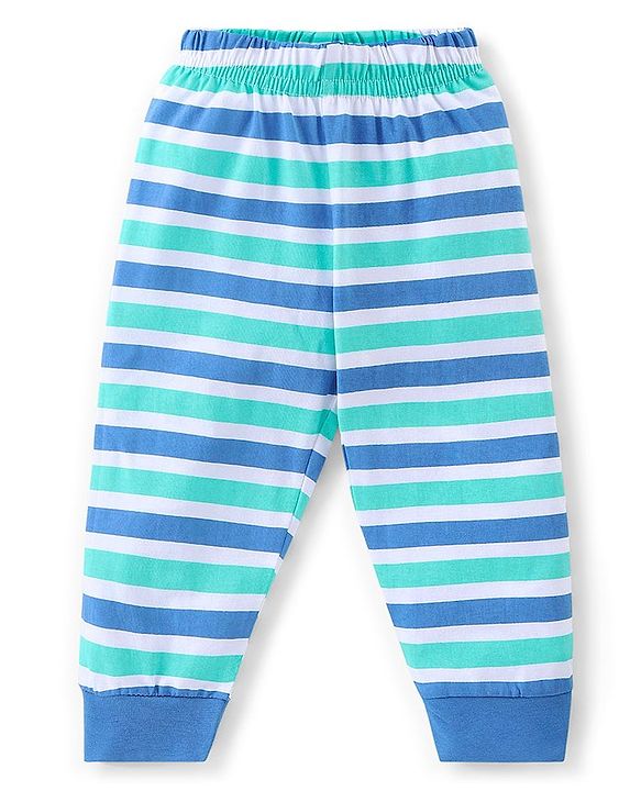 Babyhug Cotton Knit Full Sleeves Night Suit Dino Print - Blue