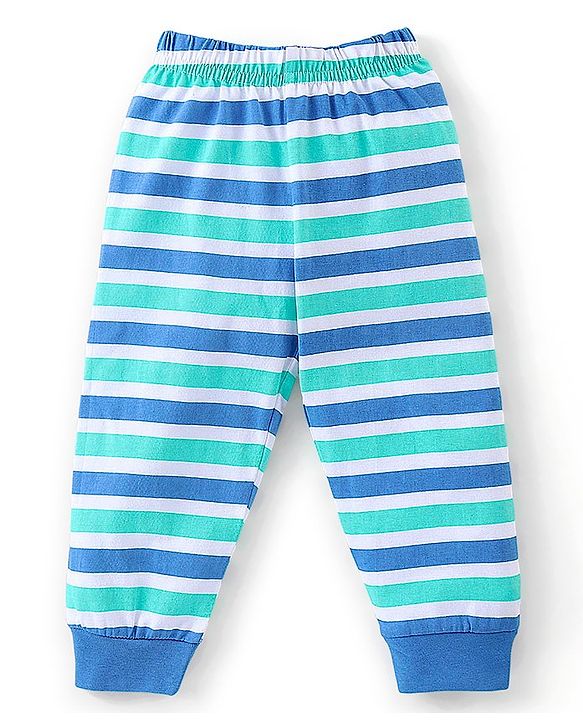Babyhug Cotton Knit Full Sleeves Night Suit Dino Print - Blue
